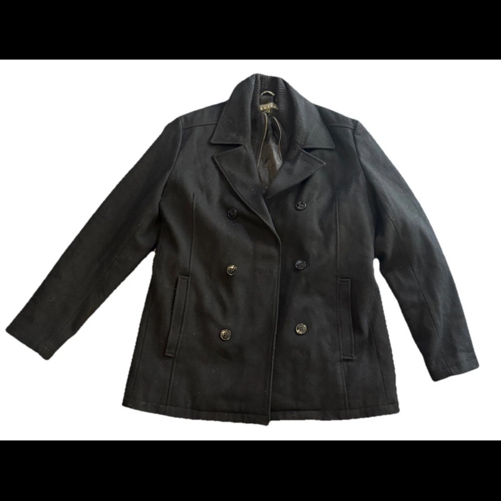Kenneth Cole Reaction Men’s Medium Wool Blend Peacoat Black Quilted Lined Jacket